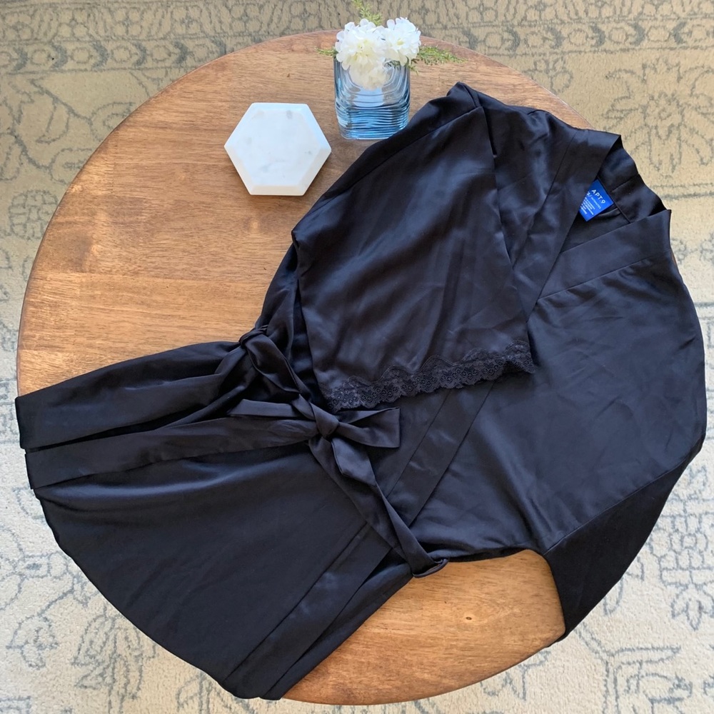 NWOT APT. 9 Black Silk Robe